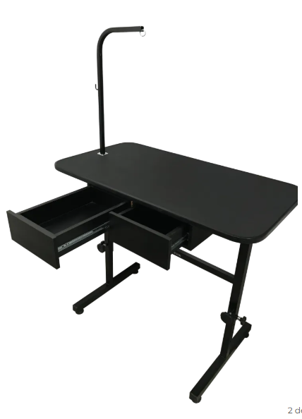 Mesa de tosa c/regulagem de altura 2 gavetas e girafa 1,10X60CM PRETA -Plenitude